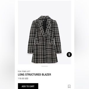 Zara LONG STRUCTURED BLAZER